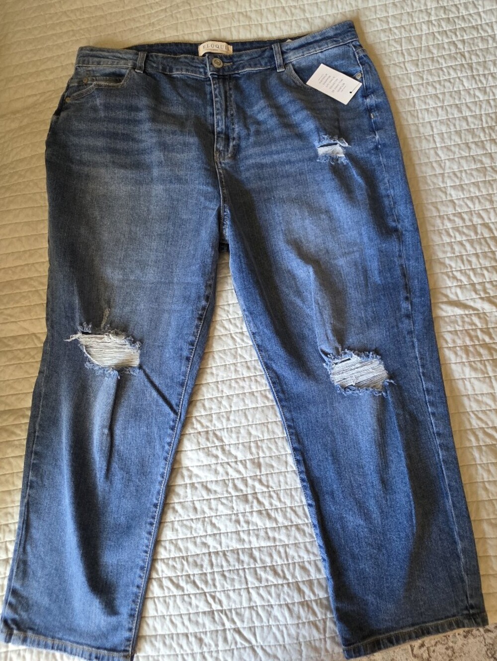 Eloquii Ripped Mid-Denim Skinny Jeans